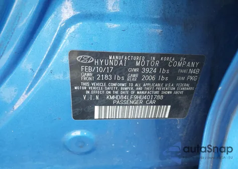 2017 Hyundai Elantra Se from USA, damaged, VIN KMHD84LF9HU401788